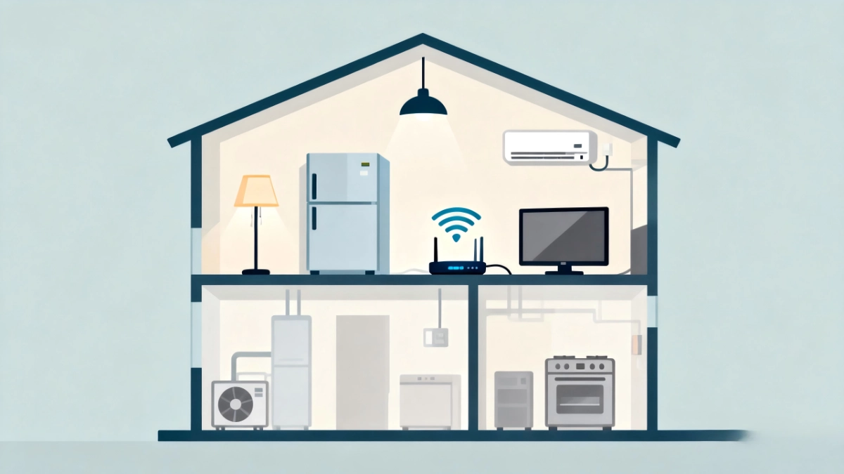 Essential household electrical loads selected for a home backup power system